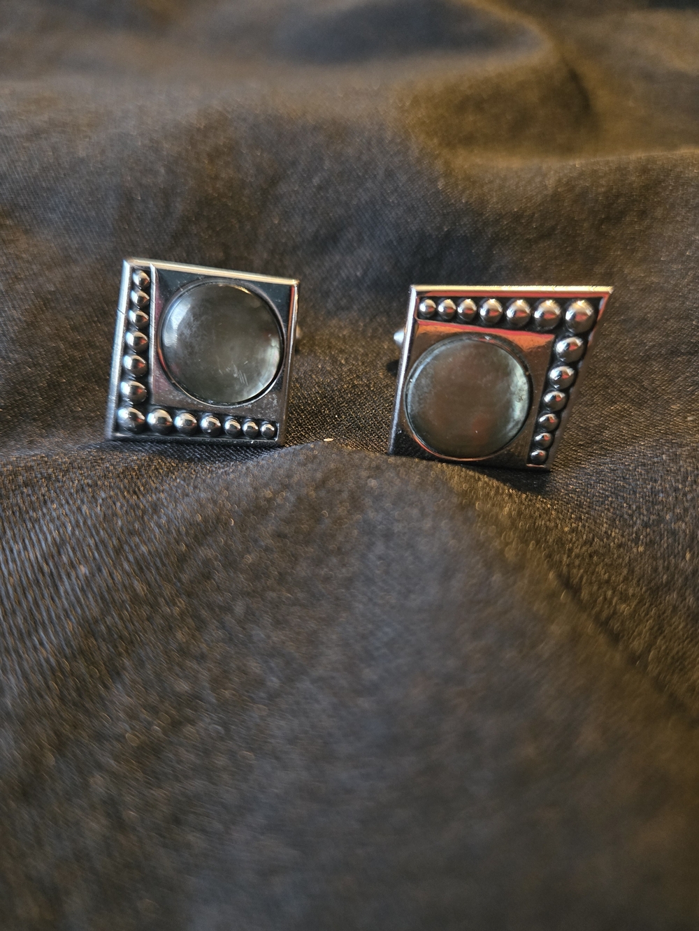 Vintage SWANK Men's Cufflinks - Square Gray Abalone / Mother of Pearl 1950-1960